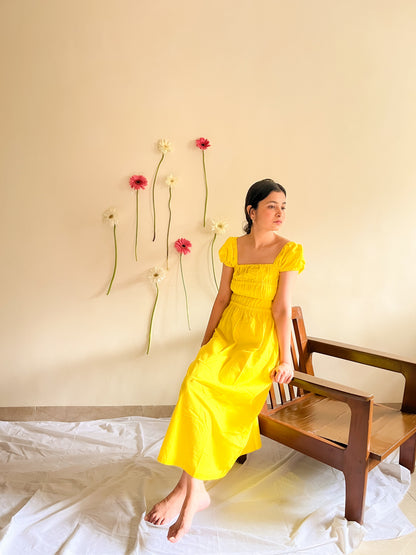 Solis Shirred Midi Dress