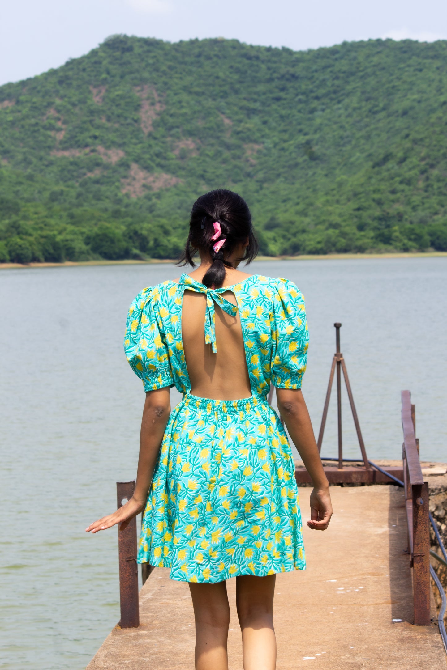 Open Back Floral Print Dress